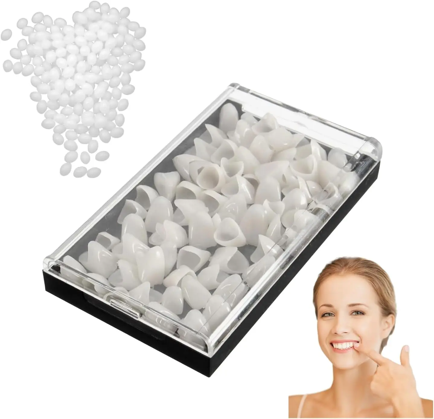 70Pcs Tooth Cap Covers for Teeth Repair Fake Temporary Dental Caps Crown Veneers Front Replacement Cover Kit for Anterior Use DIY Smile Fix Solution with Filler