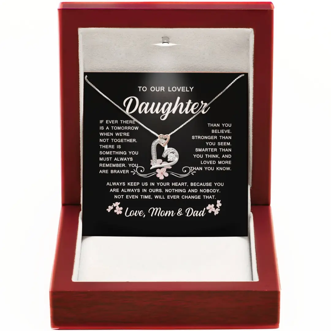 To Our Daughter Love Knot Necklace - Heartfelt Gift from Parents with Cubic Zirconia Pendant Ideal for Graduation or Weddings