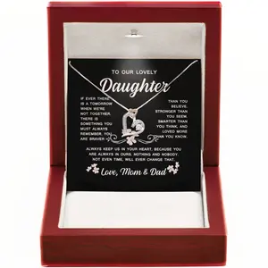 To Our Daughter Love Knot Necklace - Heartfelt Gift from Parents with Cubic Zirconia Pendant Ideal for Graduation or Weddings