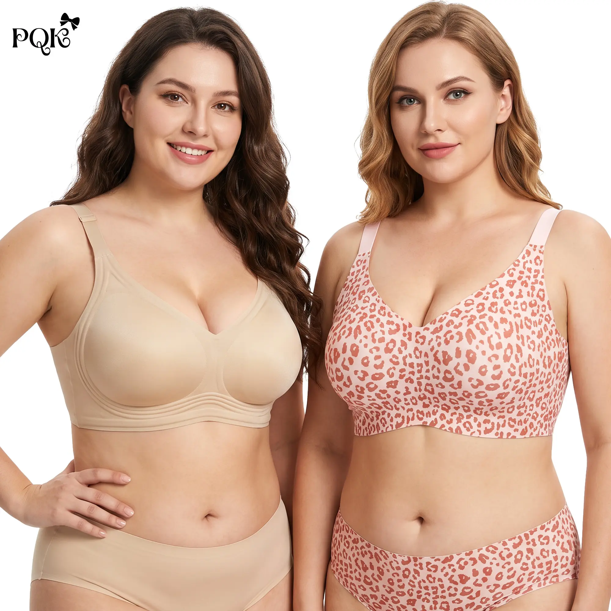 PQK Jelly Bras Women Seamless Bra Wireless Push Up No Underwire Full Coverage Bras plus size Comfort Sports T-Shirt Bra summervibes soft Sportswear Bra Gym Bras