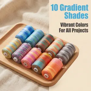 Box of 10 Colors Sewing Thread, 1000 Yards Large Reel, 100% Polyester, Home Sewing Machine Embroidery Thread, Patchwork Thread