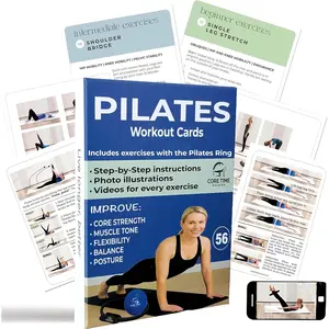 Pilates Workout Cards for Beginners – At Home Exercise Deck with Illustrated Routines, Instructor Designed Workout Plan, Core & Full Body Training, Portable Fitness Cards for Women & Home Gym