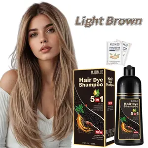 Light Brown Hair Dye Shampoo 5 in 1, Natural Herbal Formula for Men & Women, Semi-Permanent Light Brown Color Lasting 3–4 Weeks, Nourishing and Easy At-Home Use, 500ml with Free Argan Hair Mask Samples