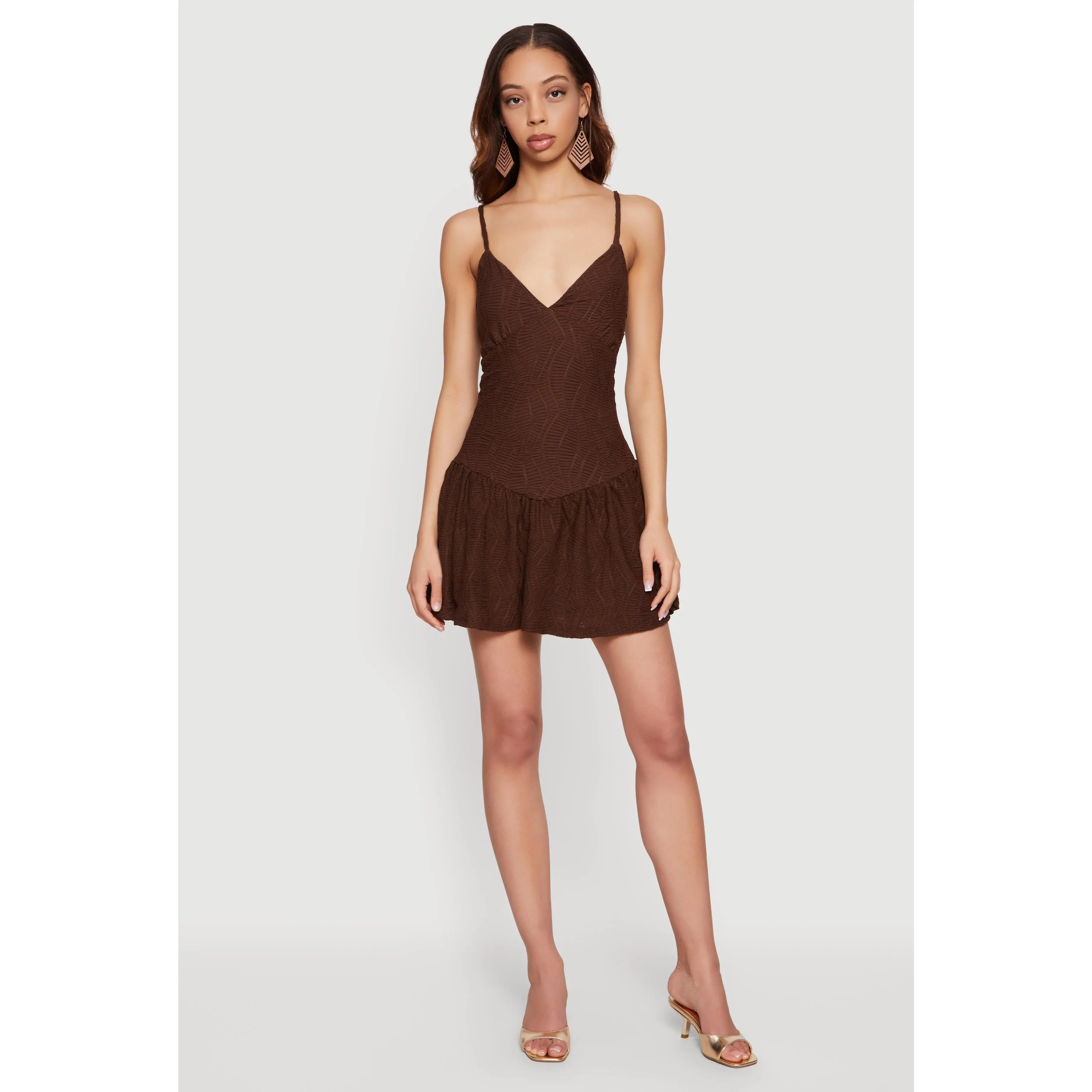 Textured Knit Mini Cami Skater Dress