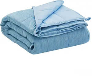 Cooling Weighted Blanket 20 lbs  Size Cool Moire Jersey Bed Blanket for Hot Sleeper with Soft Breathable Sanded, 60 x 80 inches, Blue