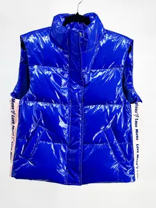 Royal blue puffer vest with drawstring