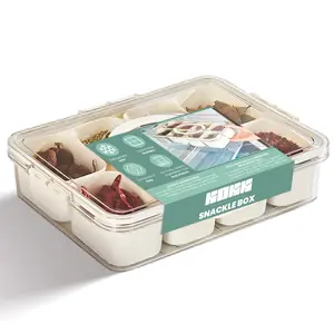 KOKK Snackle Box Container with Dividing Serving Tray and Handle - Perfect for Party, Travel, and Picnic - Organiser Kitchen Utensils Snack Container Rack