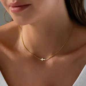 Gold and Silver Cross Necklace for Women-15"+2" Extention Chain , Hypoallergenic @Eco Friendly Perfect Gift for Any Occasion
