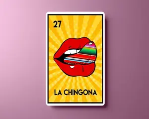 Loteria inspired vinyl Sticker Cover chingona mexican bingo card game wallet card skin funny
