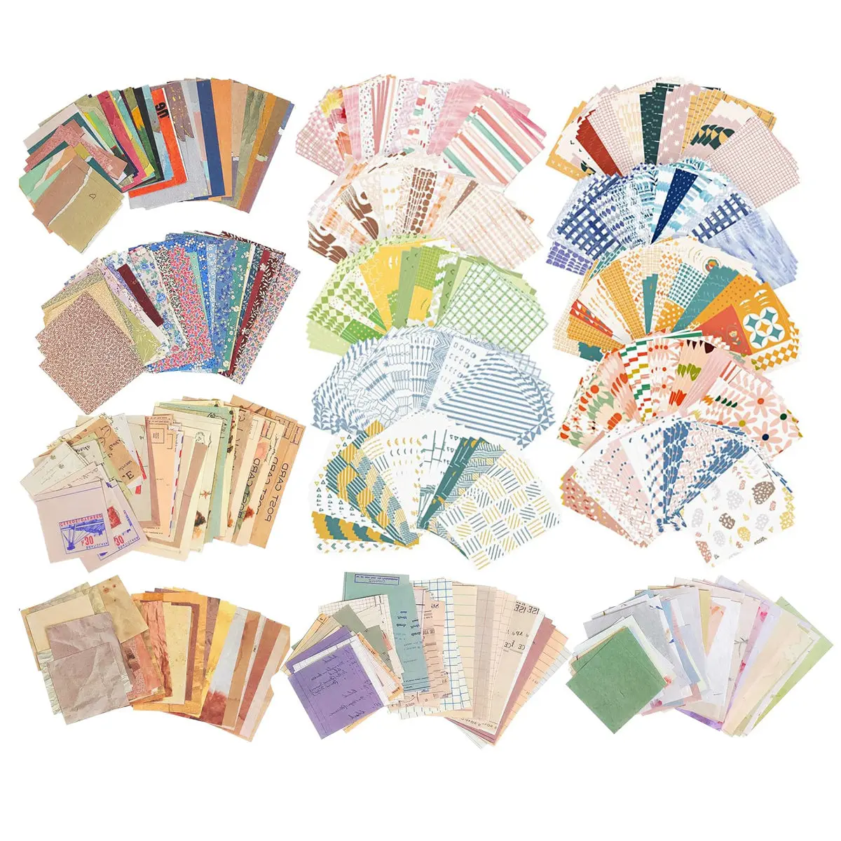 Retro Romantic Geometric Office Stationery Scrapbook Paper Kit - 860 Acid-Free Single-Sided 6x6 Inches Pieces, 16 Designer-Coordinated Themed Sets, Beautiful Aesthetic Designs, Designed for Crafters