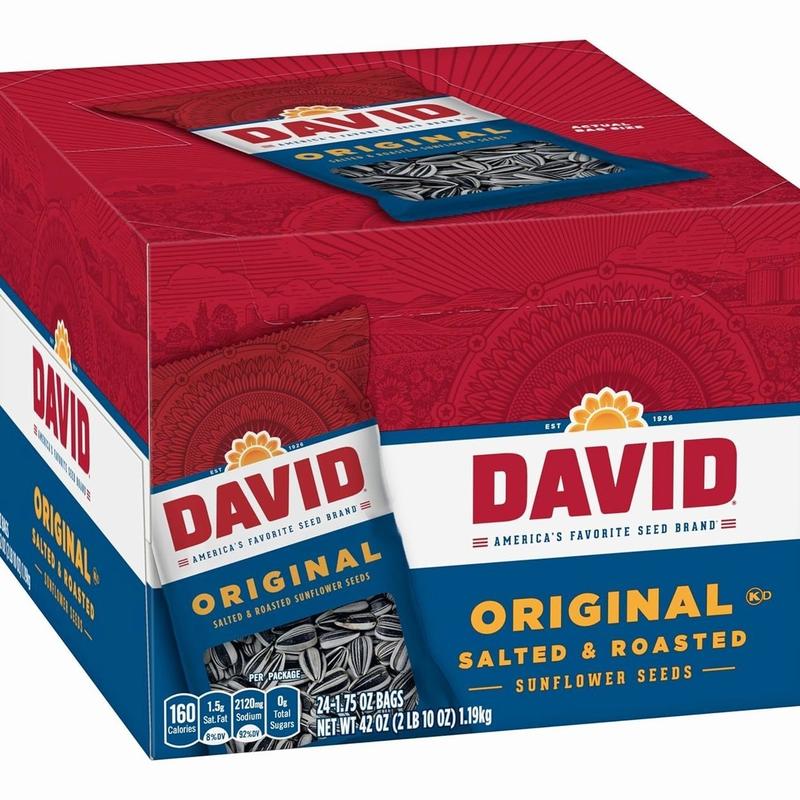 DAVID Sunflower Seeds, Original Flavor, 1.75 oz. (Pack of 24)