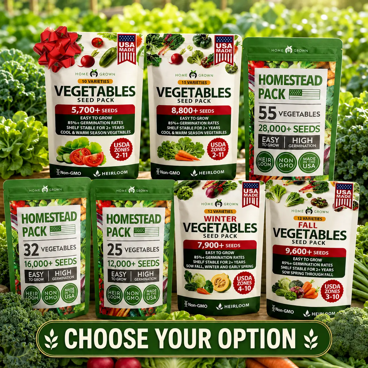 Heirloom Vegetable Seeds Variety Pack for Planting Indoors & Outdoors – Garden Seeds Collection, Survival Seed Vault Kit, High Germination Home Garden Seeds for Spring, Fall & Winter Growing