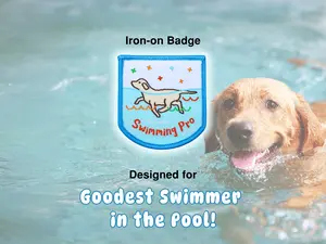 Swimming Pro Merit Badge – Iron-On Patch Embroidered patch, Dog Scout achievement badge