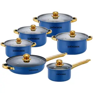 12-Piece Thick Stainless Steel Cookware Set with Glass Lids & Heat-Resistant Handles, Non-Stick, Durable, Easy Clean Kitchen Essentials, Nonstick Cookware Set, Cooking Set