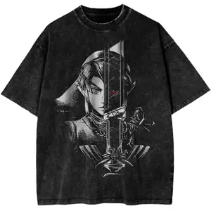 Menswear Top, The Legend of Zelda Link Valentine T-Shirt, Unisex Vintage Cotton Crewneck Short-Sleeve Casual Streetwear Printed Tee - Medium