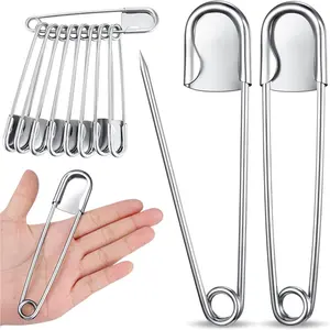 10 count 5 Inch  Stainless Steel Safety Pins Large Heavy Duty Huge  Laundry Pins for Upholstery Sewing Quilting Key Rings Craft Outdoor ()