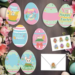2026 New Easter Egg Holiday Rabbit Party Theme Greeting Card Set, Festive Celebration Stationery, Perfect Gift for Spring Season