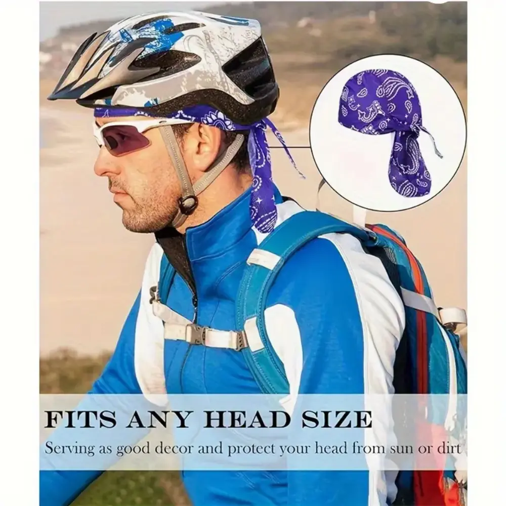 blue bandana motorcycle helmet EvelKnievel Doo Rag Patriotic Stars Skull Cap Robbie Liner at Amazon Men's Clothing store Motorcycle Bikers HELMETS - Motorcycle Neck Tube