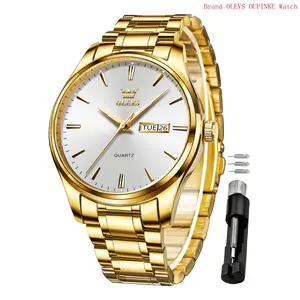 Brand OLEVS Classic Men Watches with Date,Stainless Steel Man Watch with Date, Bussiness Watches for Men,Luminous Quartz Mens Watches Black/White/Blue/Gold, Waterproof Male Reloj para Hombre