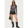 Washed Faux Leather Micro Cargo Shorts
