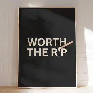 Waxing Artist Poster, Worth The Rip Dark Wall Art, Esthetician Beauty Salon Small Business Print, Minimalist Black and Cream Aesthetic Decor Poster ( PRODUCT DOES NOT INCLUDE FRAME )