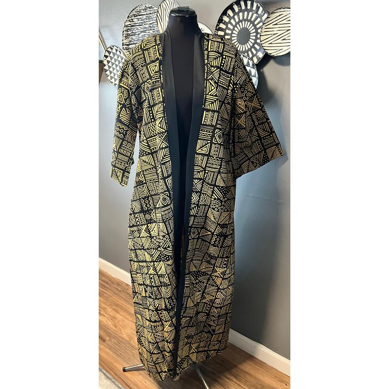 Kimono's/Dusters With Sleeves Fitted Ankara Prints All Seasons Casual Chic Dress Matching Belt Pockets Women's Clothes