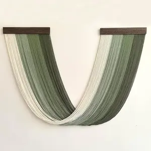 Achart Large Macrame Wall Hanging Dip Dyed Yarn Tapestry Ombre Yarn Gradient Color Macrame Wall Decor Macrame Tapestry Boho Decor for Bedroom Living Room Headboard Above Bed (Green)