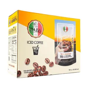 WOONGJIN BABA Americano Coffee 190ml x 10 Packs - Low Calorie, 0 Fat, Ready-to-Drink Korean Iced Coffee, Convenient Single Servings