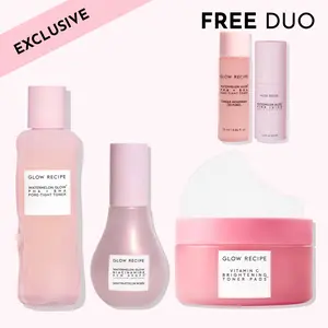 Glow Recipe Toner Pads Routine - AM/PM Skincare Routines, Pore Tightening, Brightening, Barrier Repair, Hydrating Korean Glass Skin, Exclusive Bundle