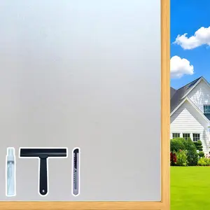 Frosted Glass Window  Film Removable Heat Blocking UV Protection Static Cling Window Film for Bathroom  Door Office Pure 17.5 x 118.1 Inches