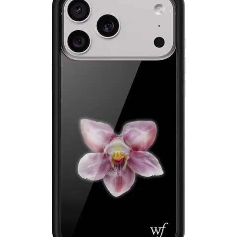 Wildflower Custom Limited Edition Orchid iPhone Case - Handmade 1-of-1 Heavy Duty Polyurethane Casing, Shockproof Sandblasted Rubber Layer, Raised Bumper, Cute Handheld Accessory, Personalized Design, Screen Protector, Heavy Duty Protection