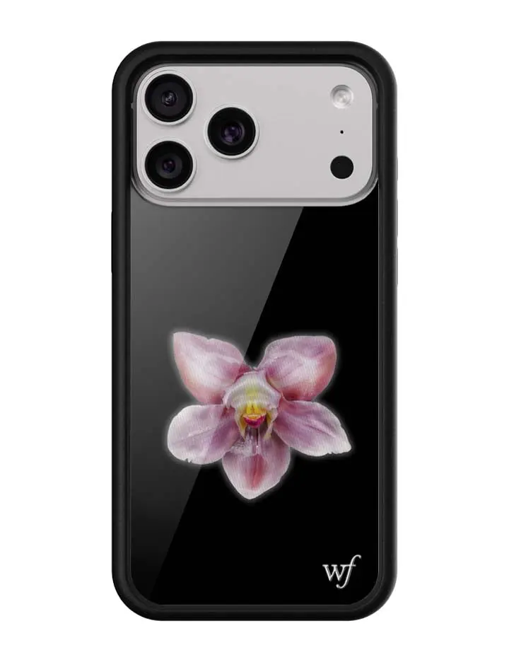 Wildflower Custom Limited Edition Orchid iPhone Casing - Durable Polyurethane Shockproof Cover, Cute Accessories, Unique Handmade Floral Design, Personalized Touch, Sandblasted Rubber Layer, Raised Bumper & Screen Protector for iPhone Devices