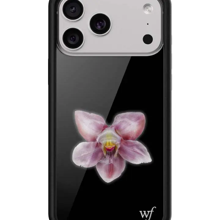 Wildflower Custom Limited Edition Orchid iPhone Case - Handmade 1-of-1 Heavy Duty Polyurethane Casing, Shockproof Sandblasted Rubber Layer, Raised Bumper, Cute Handheld Accessory, Personalized Design, Screen Protector, Heavy Duty Protection