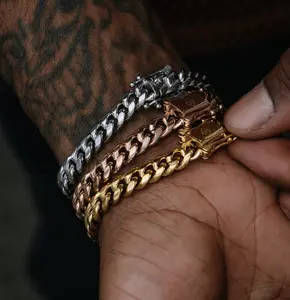 8MM Cuban Bracelet - 18k Gold Plated