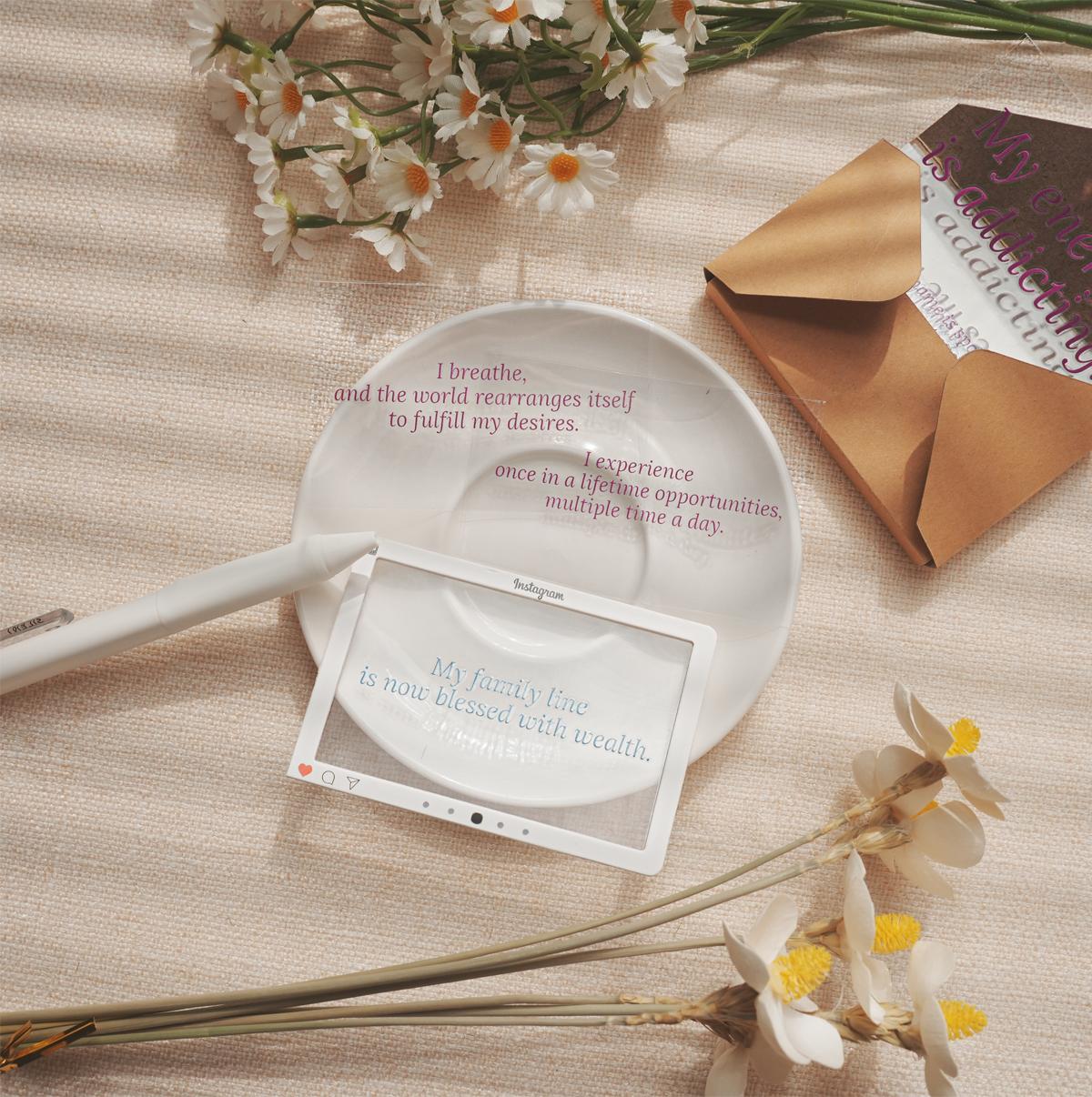 Affirmation Stickers Set Inspirational Quote Stickers with Magnetic Acrylic Display Board and 3 Mini Display Frames Positive Word Decals for Mirror Journal Laptop Desk Decor Self Love Motivation Gift Box with 30 Transparent Affirmation Cards