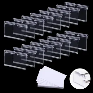 140PCS Basket Labels Clip On, Includ 60PCS Clear Plastic Label Holders and 80PCS Label Papers, Labels for Storage Bins, Wire Shelf Retail Price, Merchandise Sign Display Holder for Supermarket Motroce