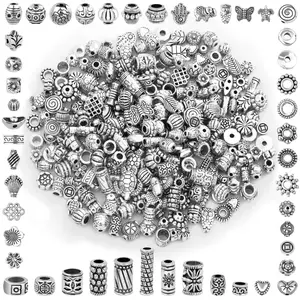 350 Pcs Silver Spacer Beads for Jewelry Making, Mixed Bulk Metal Beads for Bracelets & Necklaces