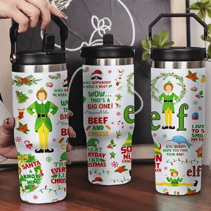 30oz Stainless Steel Insulated Tumbler with Leak-Proof Lid & Portable Handle - Christmas elf themed pattern design,Long-Lasting Hot/Cold Insulation,Perfect for Car,Office,Travel and Birthday Gifts, Travel Drinkware,Horse Drink Water Bottles