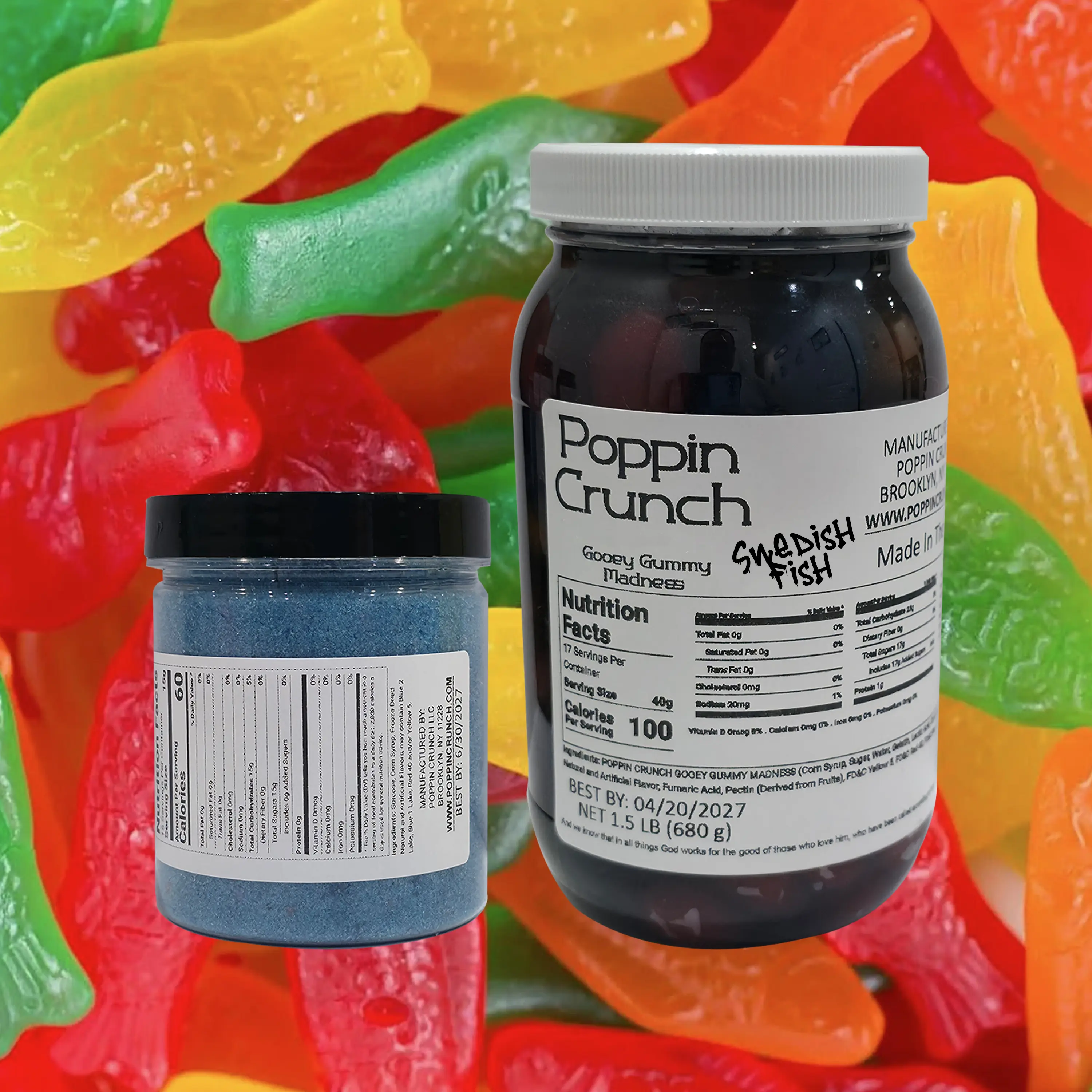 Poppin Crunch 1.5 LB Gooey Gummy Swedish Fish Madness Bundle Gummy ...