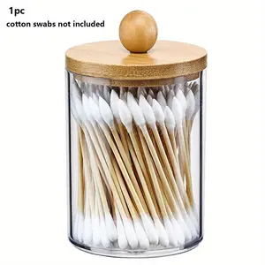 Acrylic Cotton Swab Storage Box, Portable Round Container, Makeup Cotton Pad Holder, Eyelash Extension Organizer, Travel-Friendly Design, Durable Storage
