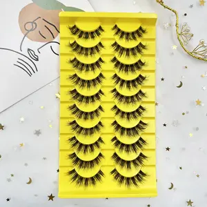Long Fluffy False Eyelashes, Wispy Cat Eye Look Faux Cluster Lashes, Natural Curling Eye Makeup Strip Lashes, Full Volume Eyelash for Lashes Extensions, Spider Lashes
