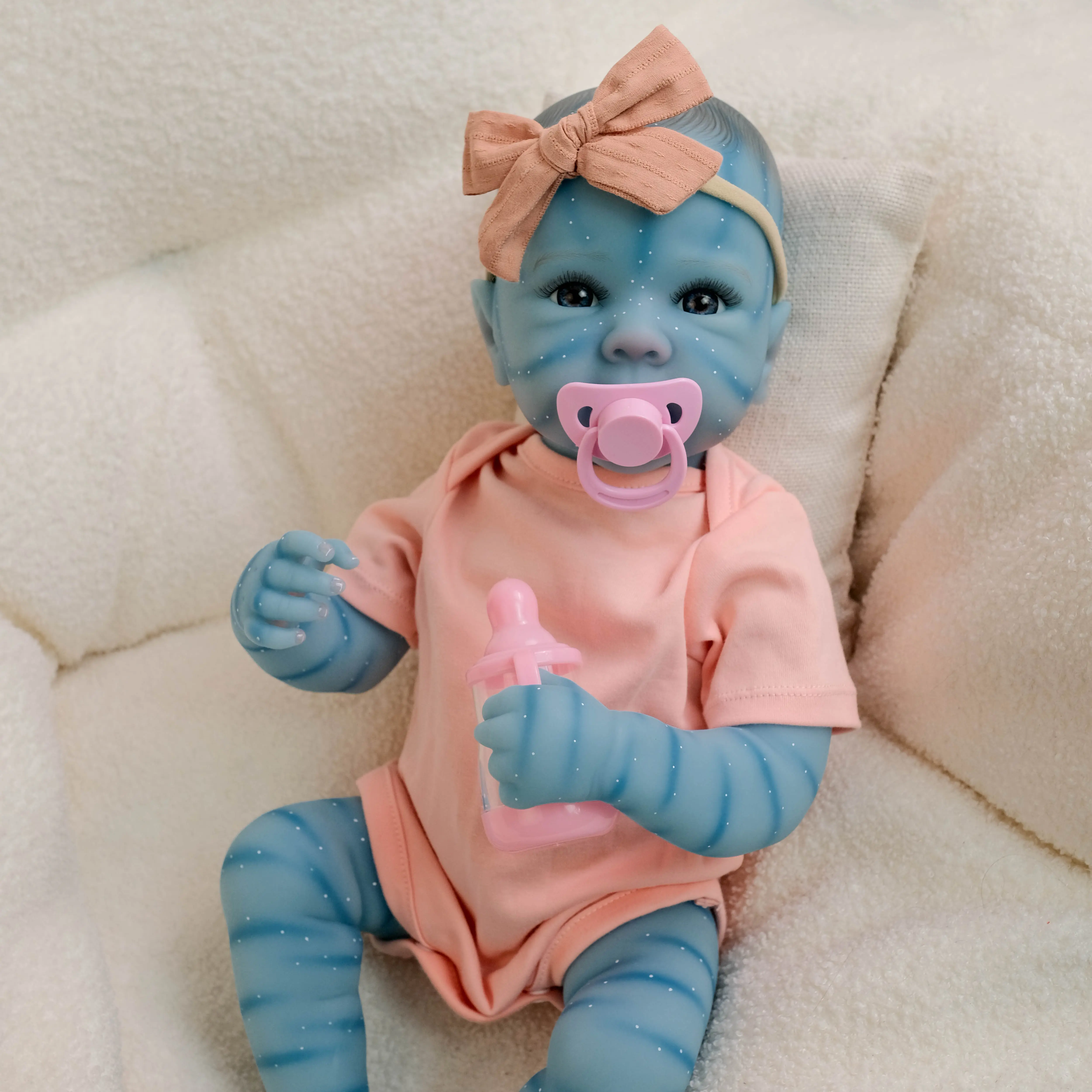 18-Inch Avatar-Themed Full Vinyl Realistic Girl Baby Doll with Hand-Painted Face, Magnetic Pacifier, and Accessories Cute Doll Collectible Soft Weighted Dolls