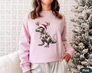 T-Rex Christmas Shirt, Dinosaur Person Shirts Hers, Tyrannosaurus Rex Lover Gift, Pink Coquette TRex Sweatshirt Crewnecked,Sweater Gift Hers