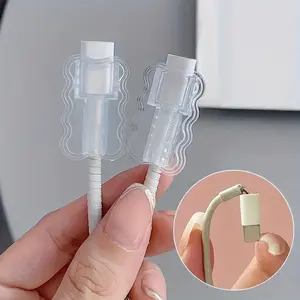 Transparent Plastic Charging Cable Protector, Flexible and Durable Data Cable Protector, Phone Line Protector for Apple & Android Phones, Electronic