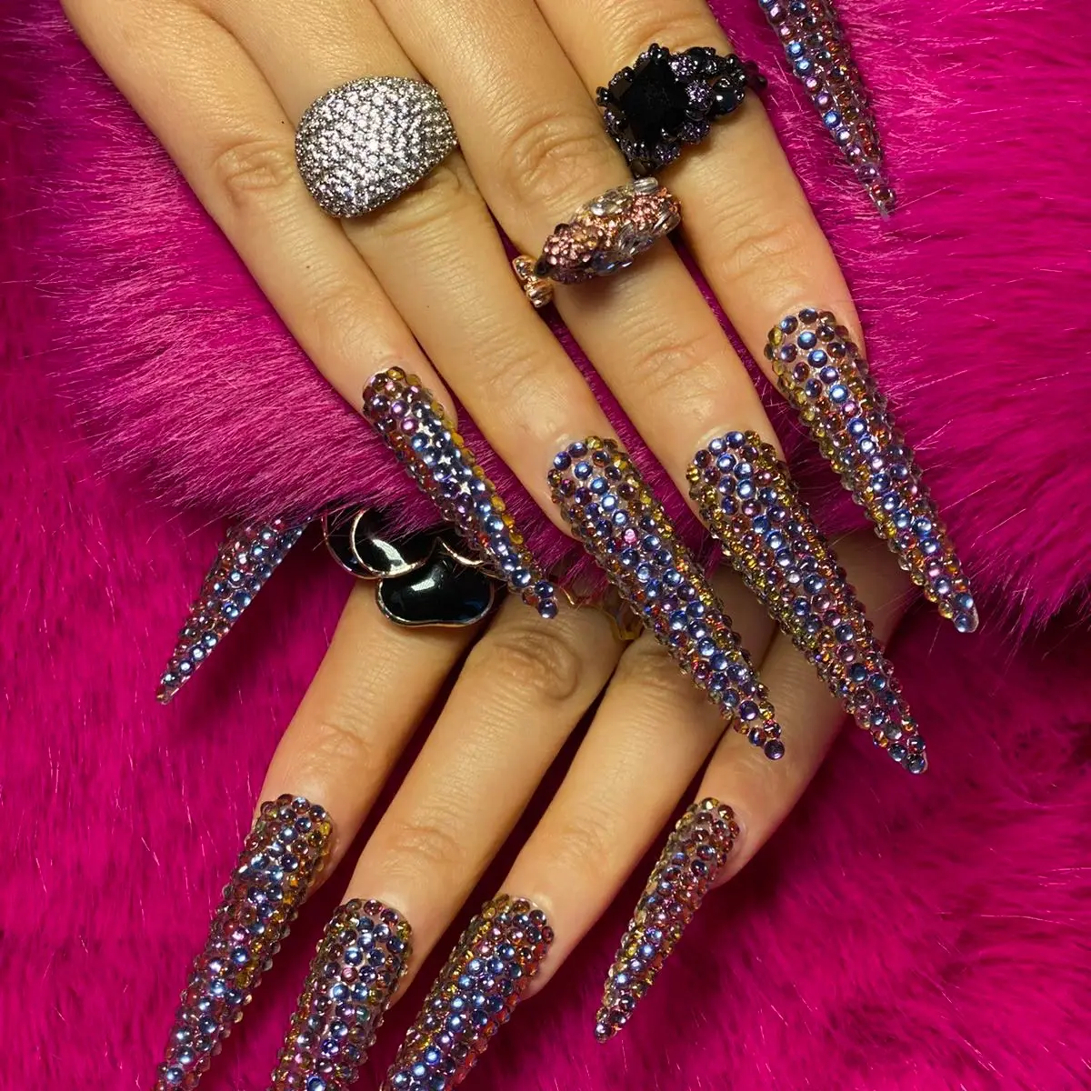 Tan nails with rhinestones - TikTok Shop display picture 3