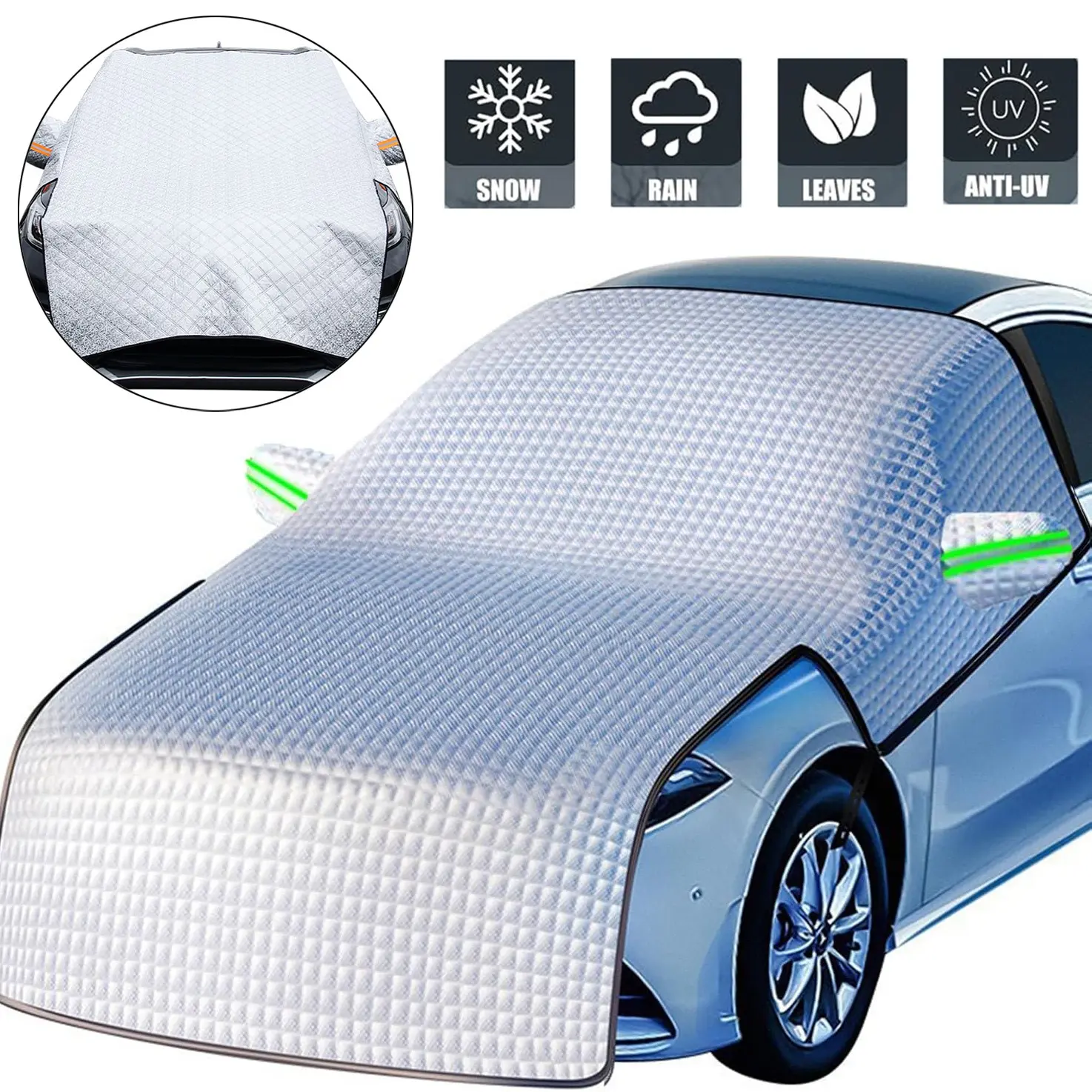 Car Snow Windshield Cover, 110"x69" Car Windshield Snow Cover Three Window With Earmuffs Snow Shield, Waterproof Antifreeze Thickened Winter Protection Cover, Suitable Fit for Toyota Tacoma 2/4 Door 2004-2026