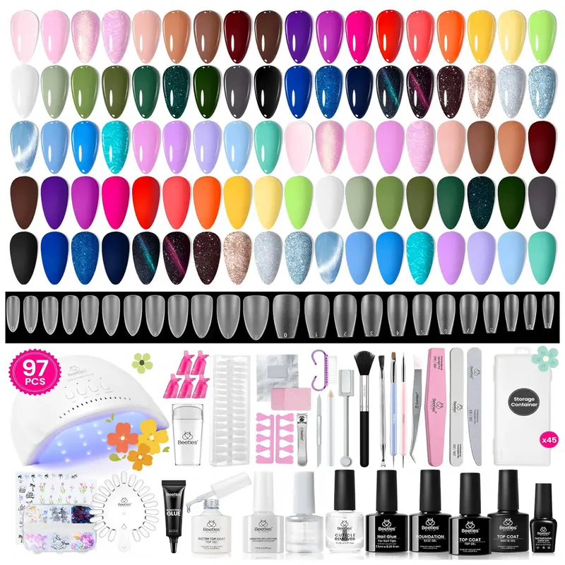 Beetles Gel Nail Polish Kit , Gel Polish Set with Base Top Coat All Season Gel Polish Starter Kit Gift for Women Complete mothersdaygift Spring Nail Taste of Spring Summer Nail Vacation Nail