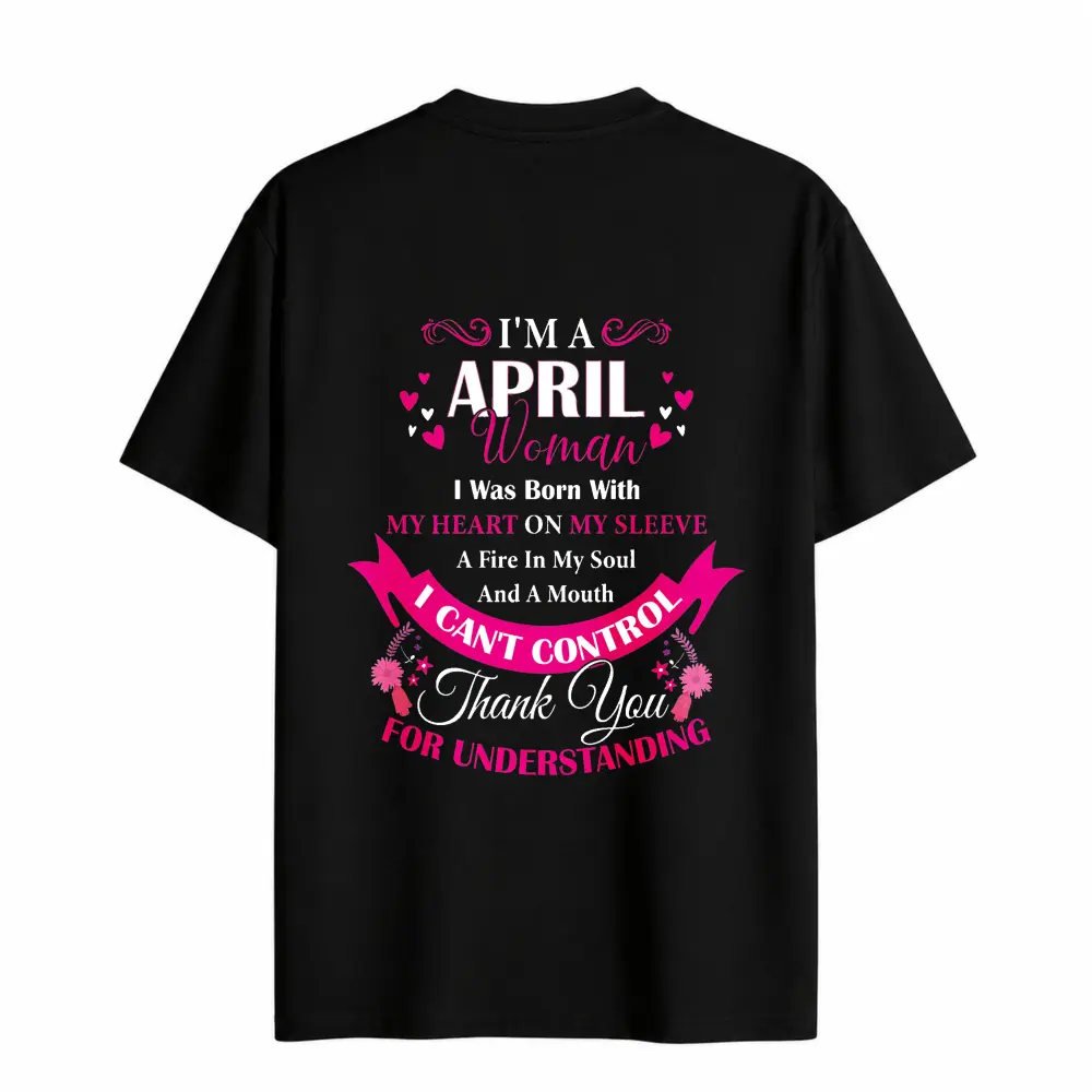 Women's I Am April Graphic T-Shirt - Seamless, Smooth Cotton, Relaxed Fit Crew Neck Short Sleeve Streetwear Top, Unisex Casual Daily Spring Summer Wear, Tops