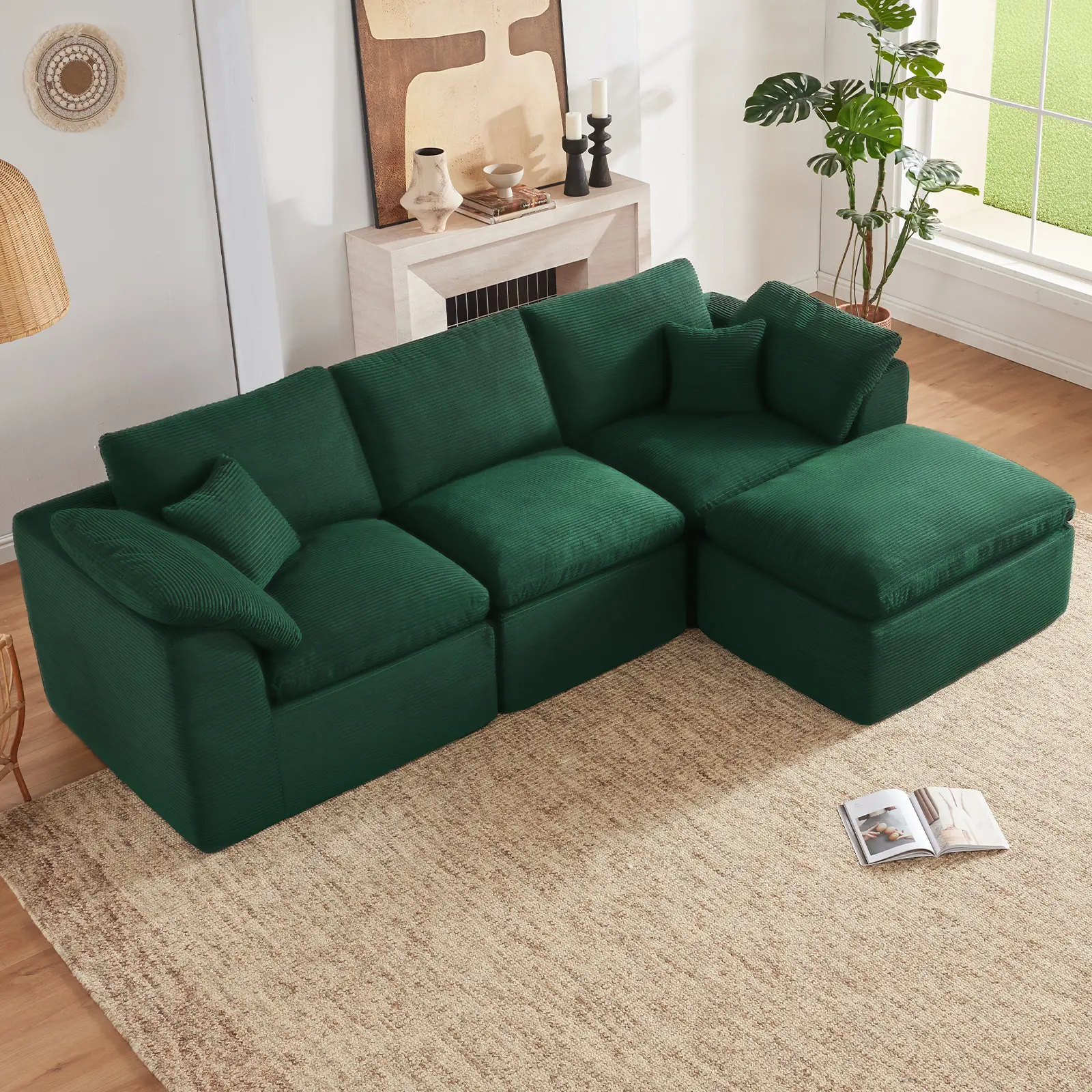 Green-3Seats+1Ottoman