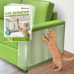 Scratch Furniture Protector,12 Pack Self-Adhesive Single Side Couch Protector from  Claws,Furniture Protectors from Cats ,Anti   Couch Protectors